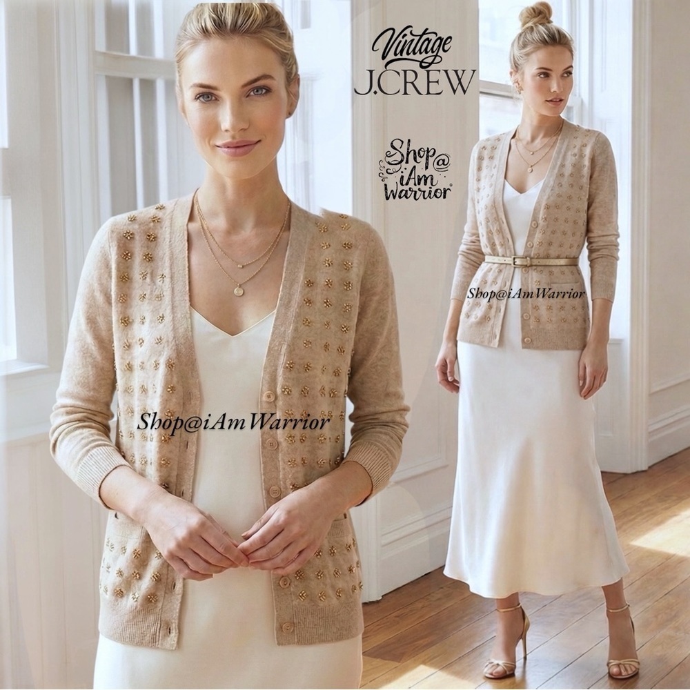 J.Crew rare wool/cashmere embellished cluster constellation cardigan sweater - Picture 3 of 12